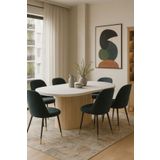 OlcayAksesuar Dolunay 180x90x75cm (36MM KALIN KENARLI) Oval Beyaz Sütunlu Yemek Masası (SADECE MASADIR)