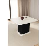 OlcayAksesuar Kuzey 90x90x75cm (36MM KALIN KENARLI) Kare Beyaz Sütunlu Yemek Masası (SADECE MASADIR)