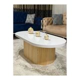 Olcayaksesuar Oval Model 120X60 Cm Doğal Ayak Kalın Kenarlı Orta Sehpa Ahşap Ayaklı