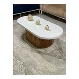 Olcayaksesuar Oval Model 120X60 Cm Kahverengi Ayak Kalın Kenarlı Orta Sehpa Ahşap Ayaklı