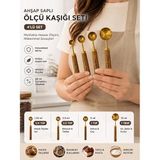 Ölçü Kaşığı Seti 4 Parça – Ahşap Saplı Kahve Kaşığı, ölçü kaşığı seti, baharat ölçü kaşığı mutfak ölçü seti yemek ölçü kaşığı baking tools ölçü kaşığı Paslanmaz Çelik (Küçük Ölçekli)