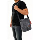 Old Cotton Bags Omuz Çantası Kanvas Kumaş Çapraz Askılı Unisex Günlük Kullanım Çantası Gri