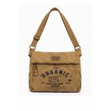 OLD COTTON BAGS Salaş Omuz Çantası Pamuk Postacı Laptop Okul Seyahat Günlük Vintage Retro Camel