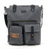 Old Cotton Cargo 7062 Kahve Suya Dayanıklı Kanvas Omuz, Postacı, Çapraz Askılı, El, Okul, Laptop Seyahat Çantası (Gri)