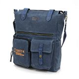 Old Cotton Cargo 7062 Kahve Suya Dayanıklı Kanvas Omuz, Postacı, Çapraz Askılı, El, Okul, Laptop Seyahat Çantası (Lacivert (Yazılı))