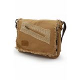 Old Cotton Cargo 7136 Robbie Camel 14 inç Laptop Günlük Omuz Okul Seyahat Vintage Pamuk Kanvas Çanta