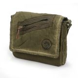 Old Cotton Cargo 7136 Vintage Günlük Omuz Postacı Kanvas Okul 14 inch Laptop Çantası (Asker Yeşili)