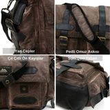 Old Cotton Cargo 7156 Kanvas Vintage Postacı Omuz Günlük Yıpranmış Stil Retro Boho Satchel Çanta - Kahverengi Melanj