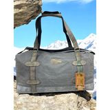 Old Cotton Cargo Kaliteli Astarlı Su Geçirmez Vintage Kanvas Deri Salaş Seyahat Çantası 50 cm x 27 cm - Gri