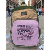 Old Cotton Cargo Kaliteli Renkli Vintage Disayn Sırt Gezi Okul Seyahat Çantası 30 cm x 42 cm - Pembe - Haki