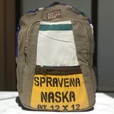 Old Cotton Cargo Kaliteli Renkli Vintage Salaş Disayn Günlük Sırt Gezi Okul Seyahat Çantası 28 cm x 37 cm - Gri - Kahverengi