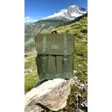 Old Cotton Cargo Kanvas Deri Su Geçirmez Laptop Bölmeli Gezi Okul Seyahat Kamp Sırt Çantası 29 cm x 39 cm - Haki