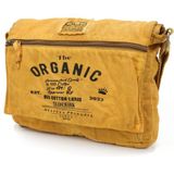 Old Cotton Cargo Old Cotton 8128 Salaş Kanvas Hardal Omuz Postacı Laptop Okul Seyahat Günlük Vintage Pamuk Çanta - Koyu Hardal