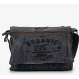Old Cotton Cargo Old Cotton 8128 Salaş Kanvas Omuz Postacı Antrasit Siyah Laptop Okul Seyahat Günlük Vintage Kumaş Çanta - Antrasit - Siyah