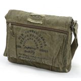 Old Cotton Cargo Old Cotton 8128 Salaş Kanvas Omuz Postacı Yeşil Laptop Okul Seyahat Günlük Vintage Pamuk Kumaş Çanta - Asker Yeşili