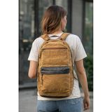 Old Cotton Cargo Sırt Çantası Kanvas Kumaş Unisex Günlük Okul Seyahat Laptop Çantası Hardal