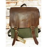 Old Cotton Cargo Vintage Kanvas Su Geçirmez Design Laptop Bölmeli Gezi Okul Seyahat Kamp Sırt Çantası 29 cm x 35 cm - Haki