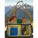 Old Cotton Cargo Vintage Salaş Disayn Çok Renkli Seyahat Gezi Omuz El Çantası 31CMX44CM - 31 x 44 cm - Kahverengi - Bej - Pembe