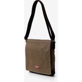 Old Cotton Cargo Western Bag Kanvas ve Deri Unisex Laptop Tablet Postacı Omuz Çantası - Kahve