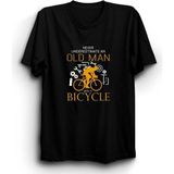 Old Man With A Bicycle, Bisiklet Tişört - Siyah