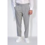 Old Money Stil Çift Pileli Yüksek Bel Toka Detaylı Slim Fit Gri Erkek Pantolon – Wessi