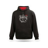 Old School Motorcu Tasarım Kapşonlu Sweatshirt, Siyah, S