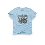 Old School Motorcu Tasarım Tişört, Açık Mavi, 2XL