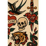 Old School Tattoo Sketchbook for drawing, writing or doodling - 80 blank pages - 6x9 in