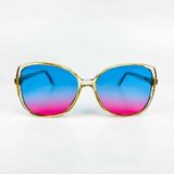 Old Space Vintage Vintage Güneş Gözlüğü – 70’ler Retro Şeffaf Çerçeveli & Mavi Pembe Renkli Camlı Gözlük OSV607 - Çok Renkli