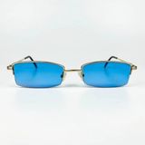 Old Space Vintage Vintage Güneş Gözlüğü – 90’lar Retro – Gold Metal Çerçeve, Mavi Cam
