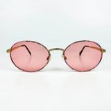 Old Space Vintage Vintage Güneş Gözlüğü – 90’lar Retro – Pembe Desenli Gold Metal Çerçeve, Pembe Polarize Cam