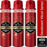 Old Spice Epic Legend Erkek Sprey Vücut Deodorantı 150 ml x 3 Adet - 450 ml