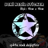 Old Star Askeri Yıldız 2 Adet Motosiklet Depo Yanı Oto Sticker Hologram Model Motosiklet Kask Atv Laptop Cam Uyumlu