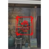 Old Style Süslemeler Ve 8 Mart Kadınlar Günü Kutlu Olsun Yazısı Cam Vitrin Stickerı 60cm (Kırmızı)