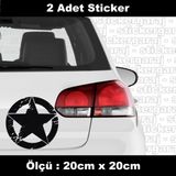 Old Yıldız Star Askeri Eskitilmiş Sticker Etiket - 2 Adet Araba Kask Motosiklet Laptop Tablet Pc Atv Uyumlu Sticker 2 Adet