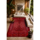 Olden Rug Kırmızı Buhara Desenli Dokuma Taban Kaymaz Yıkanabilir Salon Yatak Odası Kilimi