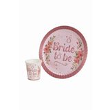Oleg Cassini Bride To Be Yazılı Karton Tabak Bardak Seti BACHELORETTE-PLATE