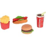 OLGUN Fast Food Menü Hamburger Kola Patates Sosisli 4'lü Silgi Seti - Renkli
