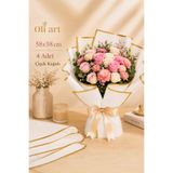OLİ Art Çiçek Ambalaj Kağıdı Beyaz Altın Kenarlı 4 Adet Yapay Çiçek Kuru Çiçek Canlı Çiçek Buket Kağıdı