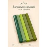 OLİ Art İtalyan Krapon Kağıdı Seti Verdara 180 Gr 5’li Yeşil Tonları Her Biri 50x50 cm Çiçek Yapım ve El İşi Kağıdı
