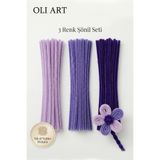 OLİ Art Renkli Şönil Seti 75 Adet - (Lila, Lavanta, Mor) Çiçek Yapım Seti