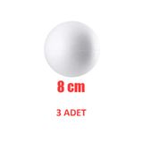 OLİ Art Strafor Top 8 Cm 3 Adet Köpük Boyanabilir Top Kapı Süsü Gezegen Sistemi Köpük Top 8cm 3 Adet