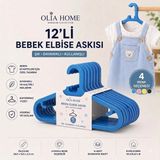 Olia Home 12’Li Bebek Elbise Askısı Çocuk Kıyafet Askısı Kaydırmaz Plastik Askı – Mavi