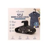 Olia Home 12’Li Bebek Elbise Askısı Çocuk Kıyafet Askısı Kaydırmaz Plastik Askı – Siyah