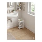 Olia Home Tekerlekli Mutfak & Banyo Altı Organizer Raf | 2 Katlı Beyaz Plastik Düzenleyici Sepet