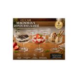 OLİAHOME 6’lı Ayaklı Cam Magnolia Kasesi – Dondurma, Tatlı ve Meyve Sunum Kasesi – 10 cm Çap, 11 cm Yükseklik