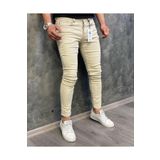 Oliggopol Erkek Krem Slim Fit Likralı Kot Pantolon Jeans Bilek Kalıp