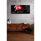 Olinpa Kırılmaz Cam Duvar Saati , Hem Tablo Hem Saat Atatürk ve Türk Bayraklı Saat Ev Ofis Hediyesi - 50 x 110 cm - Siyah