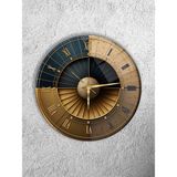Olinpa Kırılmaz Cam Duvar Saati , Hem Tablo Hem Saat Yuvarlak Lacivert Gold Mozaik Deseni Temalı Ev Ofis Hediyesi - 36 x 35 cm - Renkli