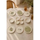 Oliva 12 Parça 6 Kişilik Handmade Stackable Seramik Tabak Seti Premium Sunum Zeytin Kahvaltı Takımı